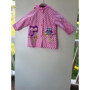 Wippette‎ Toddler Girls Raincoat Pink Owls Floral SZ 24 Months